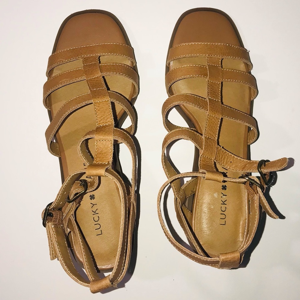 6M LUCKY BRAND PAYTUN Carmel Sandal Leather